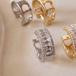 ARGOLA RB ZIRC BAGUETE LATERAL CRAVEJ VERSO CORA VAZ  22MM