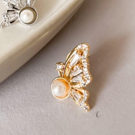 BRINCO FO BORBOLETA BAGUETE PEROLA CENTRO 9MM