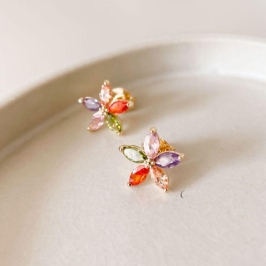 BRINCO FO FLOR 5 PETALAS OVAL COLORIDA 13MM