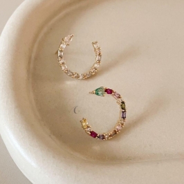 BRINCO FO MEIA LUA  PEDRA 19CM