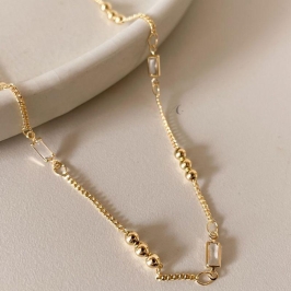 CHOKER  FO 5 PEDRA RETANG 18 BOLINHA LISA 30CM + ALONG