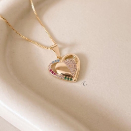 COLAR FO CORA METADE LISO E CRAVEJ ROSA CORR VENEZ 45CM