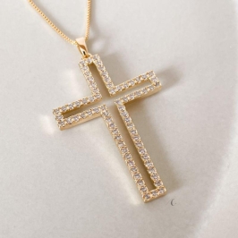 COLAR FO CRUZ  CRAVEJ 28MM CORR VENEZ 45CM + ALONG