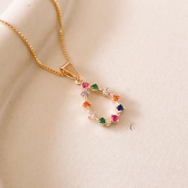 COLAR FO GOTA ZIRC CRAVEJ COLORIDA CORR VENEZ 45CM + ALONG