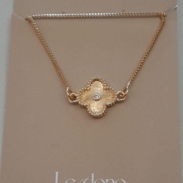 COLAR FO TREVO TRABALHADO ZIRC MEIO 12MM CORR 45CM + ALONG