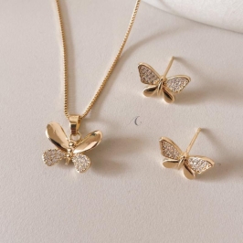 CONJ FO BORBOLETA CRAVEJ LISA  14MM VENEZ 45CM