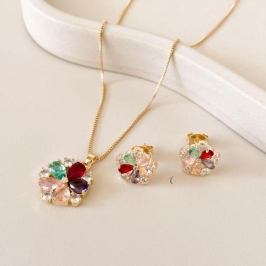 CONJ FO FLOR COLORIDA GOTA ZIRC CORR 45CM + ALONG