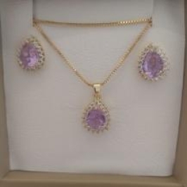 CONJ FO GOTA ZIRC  11MM 1 FIL CRAVEJ VENEZ 45CM