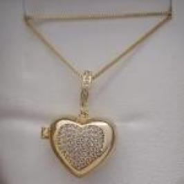 CONJ FO RELICARIO CORAÇÃO CRAVEJ CORR VENZ 45CM