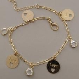 PULSEIRA FO  4 PLACA LOVE 3 ZIRC PEND CORR CARTIER 18CM+ALONG