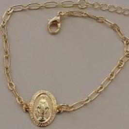 PULSEIRA FO PLACA OVAL NS DAS GRAÇAS ELOS 1X1 17CM+ALONG