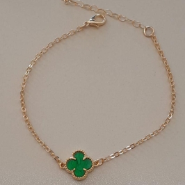 PULSEIRA  FO  TREVO VERDE 11MM CORR CADEADO 16CM + ALONG