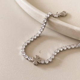 PULSEIRA RB RIVIERA TREVO LISO 17CM + ALONG