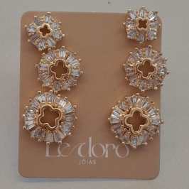 TRIO FO TREVO BAGUETE CRISTAL 4MM 6MM 8MM