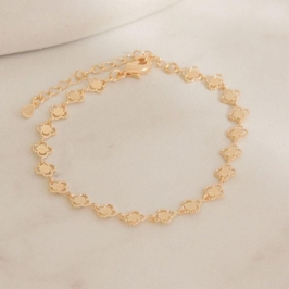 PULSEIRA FO TREVO LISO TRABALHADO 17CM + ALONG
