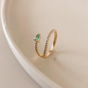 ANEL FO 2 ARO CRAVEJ GOTA VERDE