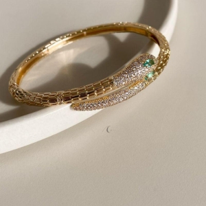 BRACELETE FO COBRA CRAVEJ OLHO VERDE