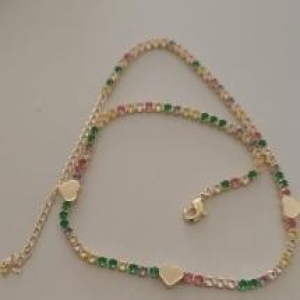 CHOKER FO ZIRC COLORIDO  3 COLA LISO 30CM+,ALONG