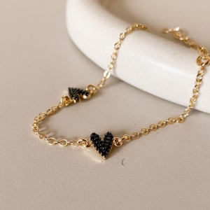 PULSEIRA FO 2 CORA PEDRA PRETA CORR CADEADO 15CM + ALONG