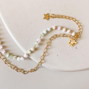 PULSEIRA FO DUPLA CORA VAZ BOLINHA COLORIDA 17CM + ALONG