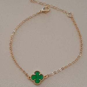 PULSEIRA  FO  TREVO VERDE 11MM CORR CADEADO 16CM + ALONG