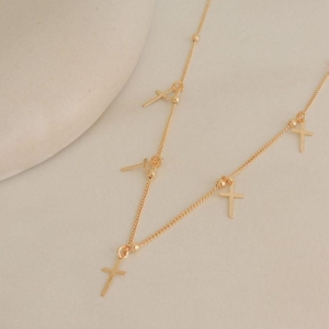 COLAR FO 5 CRUZ LISA PEND BOLINHA LISA 35CM + ALONG