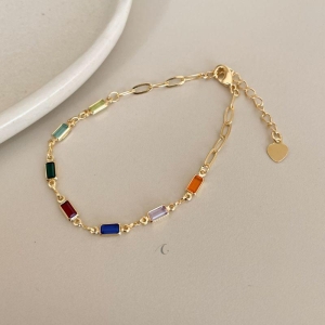 PULSEIRA FO 7 RETANGULO COLORIDO CORR ELOS 16CM + ALONG