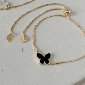 PULSEIRA FO BORBOLETA PRETA GRAVATA