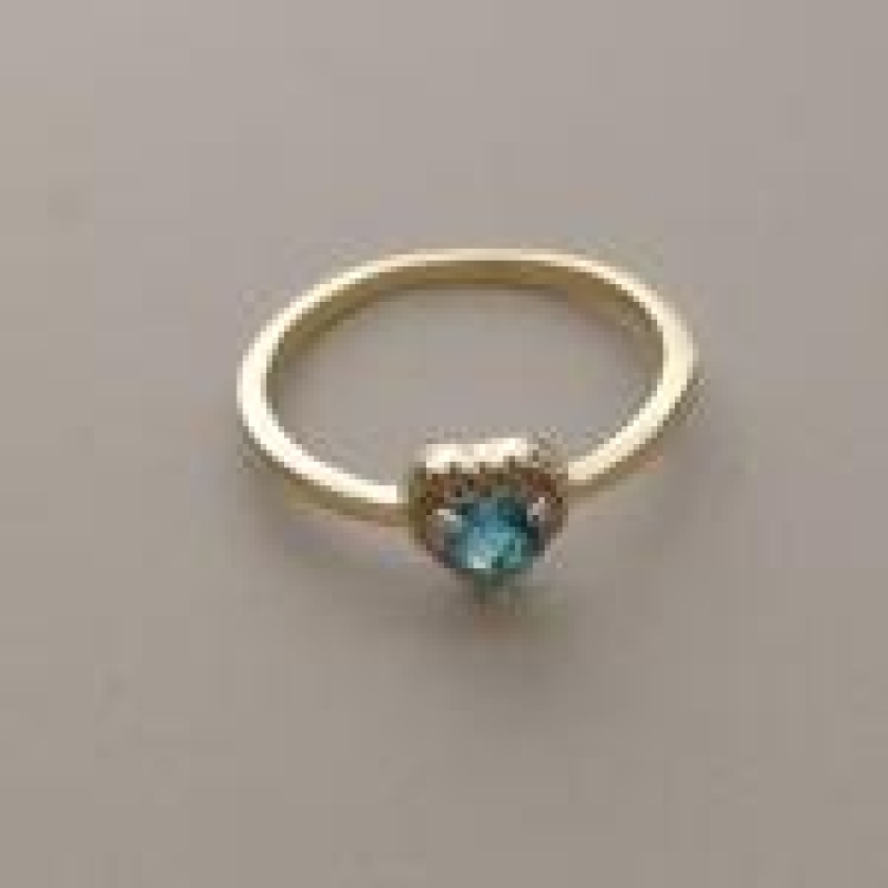 ANEL FO CORA ZIRC PEDRA AZUL 7MM