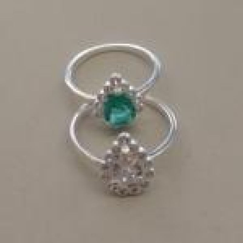ANEL PRATA GOTA ZIRC VERDE CRISTAL 6MM