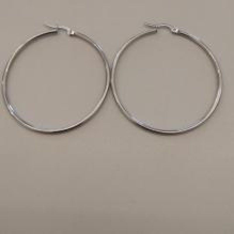 ARGOLA AÇO LISA 4CM 1.8MM FECHO ITALIANO