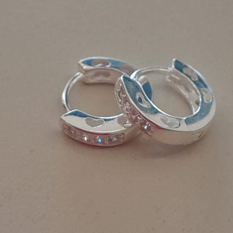 ARGOLA PRATA PURA ARG 1 FIL CRAVEJ LATERAL CORA VAZ  11MM