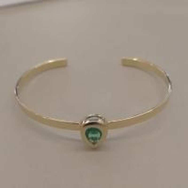 BRACELETE FO ARCO LISO GOTA ZIRC VERDE