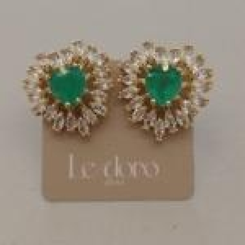 BRINCO FO CORAÇÃO ZIRC OVAL CORA ZIRC VERDE18MM