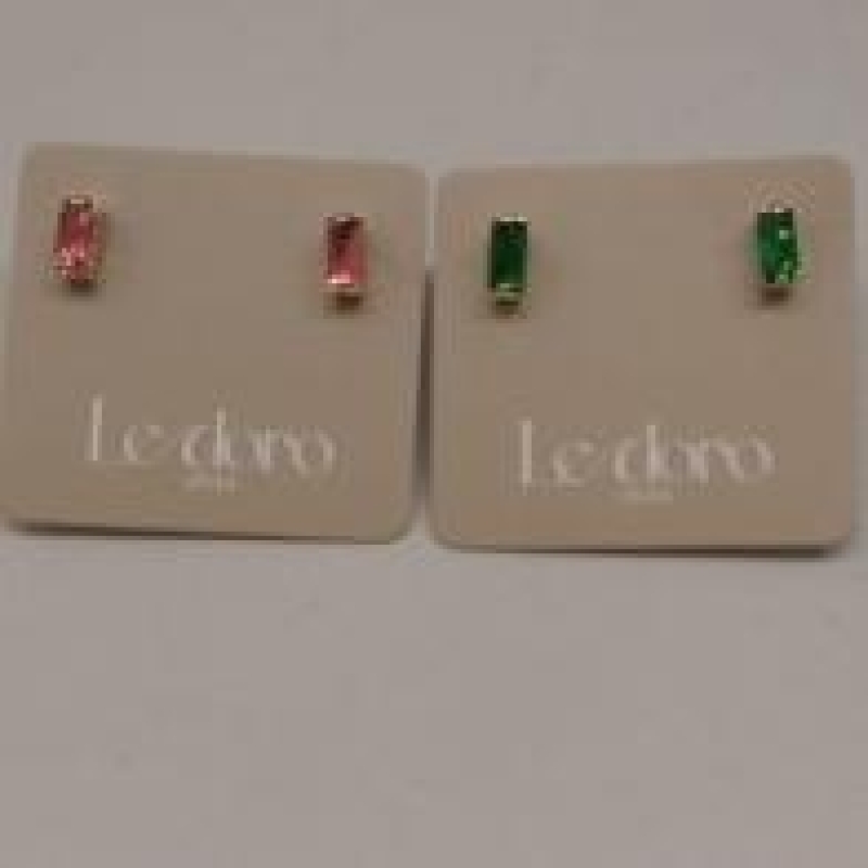 BRINCO FO ZIRC RETANGULAR ROSA VERDE 6MM