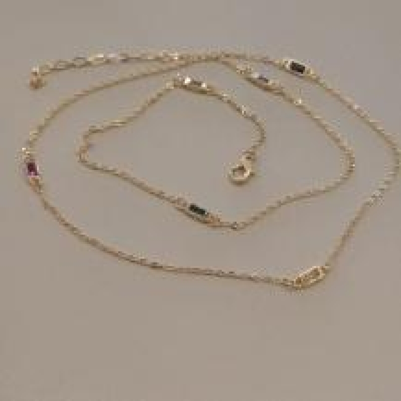 CHOKER   FO 6  ZIRC RETANGULAR COLORIDA CORR CADEADO 50CM+ALONG