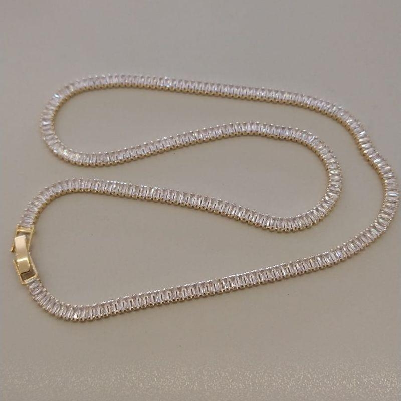 CHOKER FO BAGUETE CRISTAL PEDRA 3,5MM 40CM