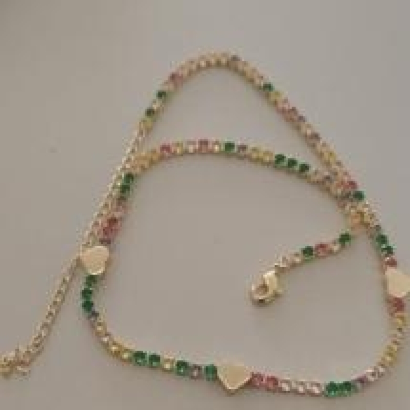 CHOKER FO ZIRC COLORIDO  3 COLA LISO 30CM+,ALONG