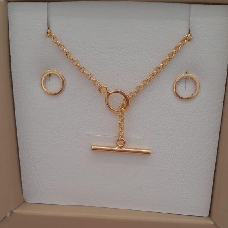 CJ FO CHOKER CIRCULO 8MM CORR ELO PORTUGUE 35CM FECHO TOGGLE