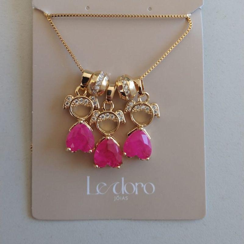 COLAR 3 MENINAS ROSA COM SEPARADOR
