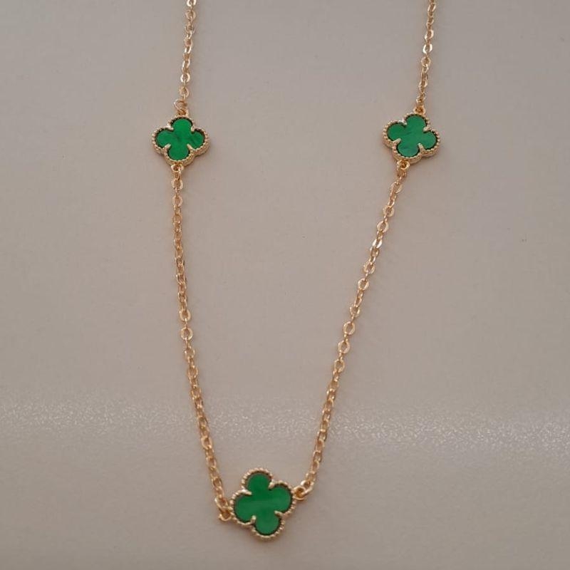 COLAR FO 3 TREVO VERDE 11MM CORR CADEADO 40CM + ALONG