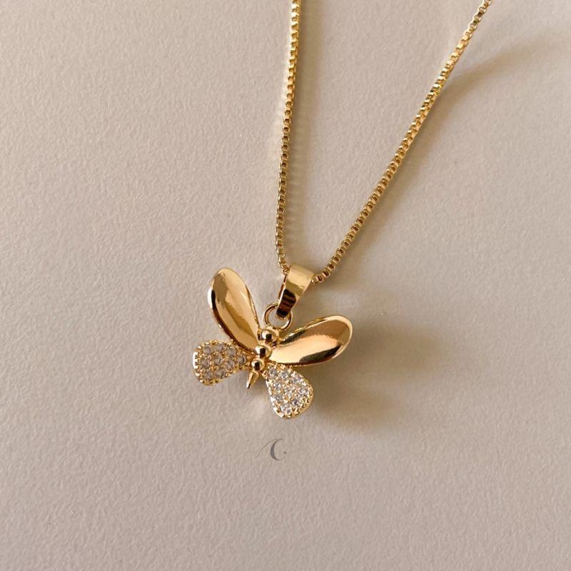 COLAR FO BORBOLETA LISA CRAVEJ CORR 45CM