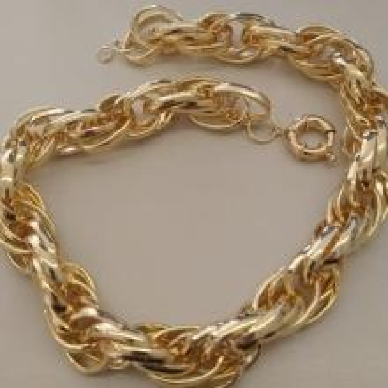 COLAR FO ELOS TRIPLO ENTRELAÇADOS  FECHO BÓIA 40CM