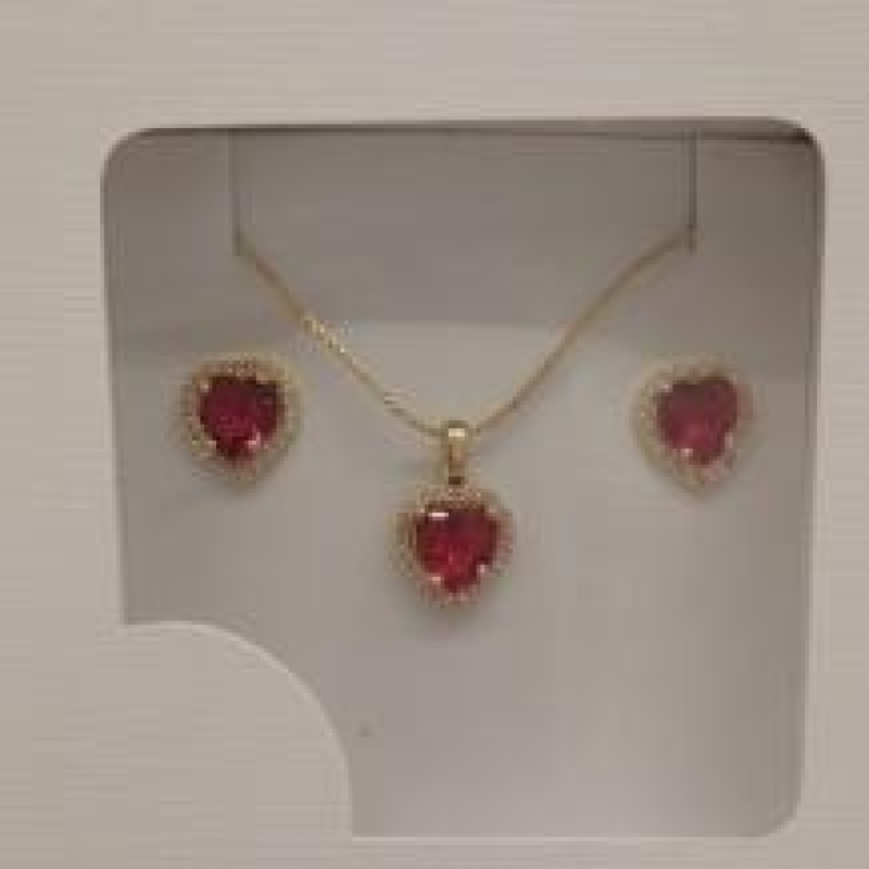 CONJ FO CORA VERMELHO CRAVEJADO