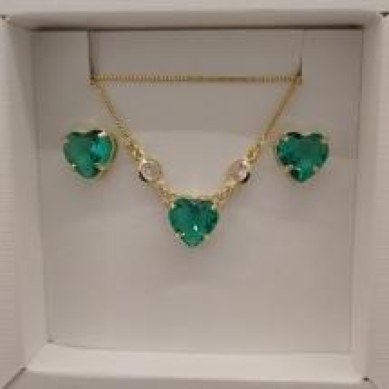 CONJ FO CORA ZIRC VERDE 10MM 2 ZIRC CORR VENZ 45CM + ALONG