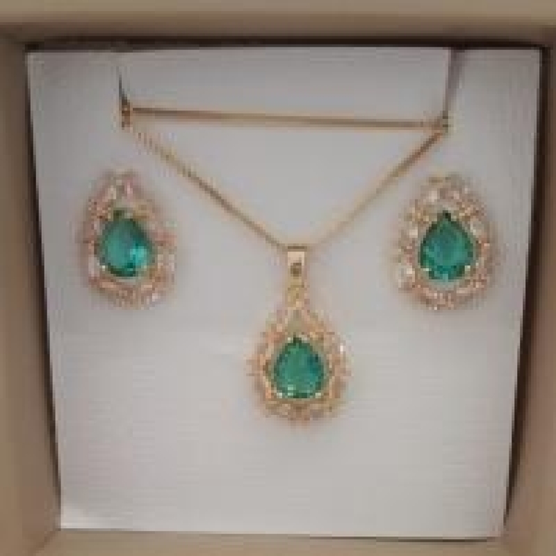 CONJ  FO GOTA 8 NAVETE ZIRC VERDE 13MM