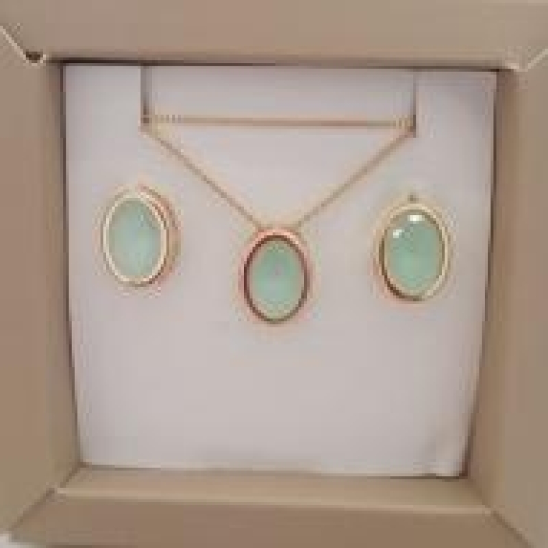 CONJ FO PEDRA CRISTAL OVAL VERDE 11MM
