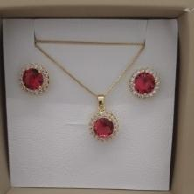 CONJ FO  RDD ZIRC VERMELHO 12MM CRAVEJ