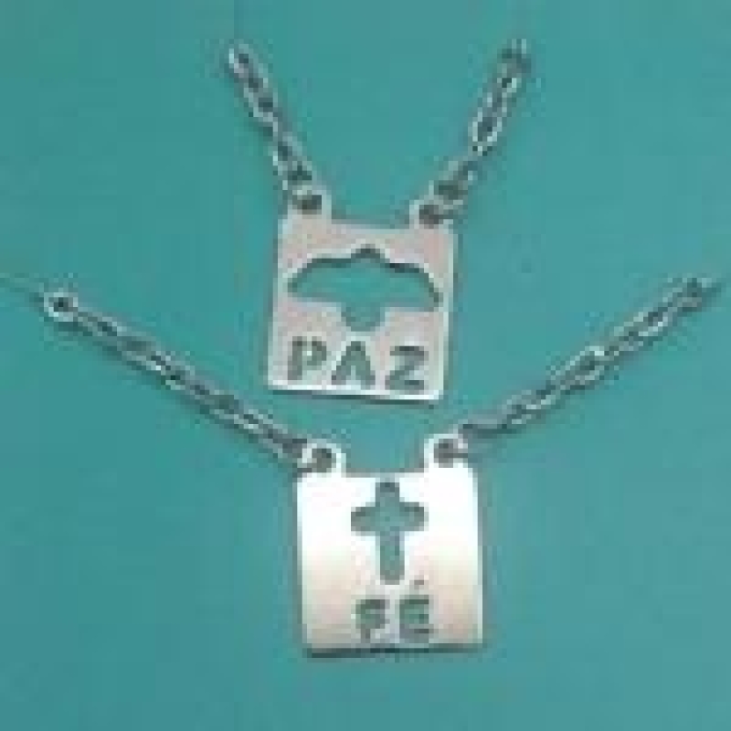 ESCAPULARIO AÇO PLACA PAZ FÉ  CORR CADEADO 60CM