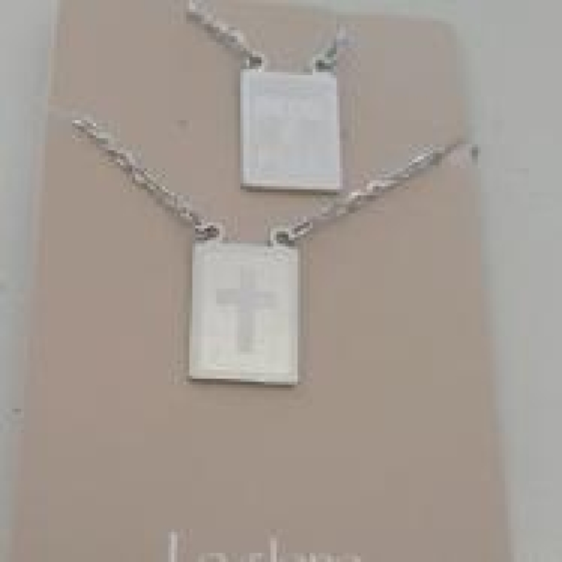 ESCAPULARIO PLACA   AÇO DEUS E FIEL CRUZ CORR 60CM